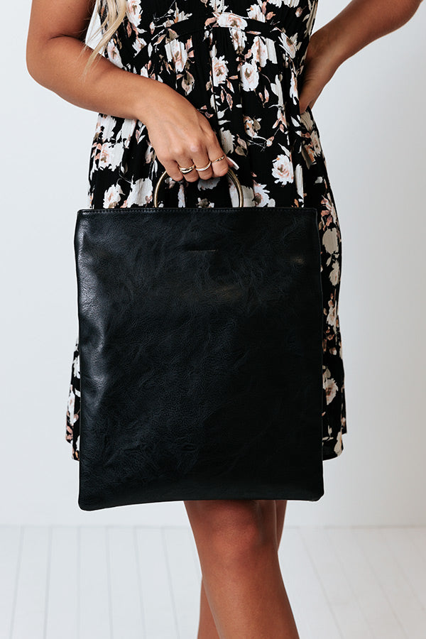 Chic Efforts Faux Leather Clutch In Black