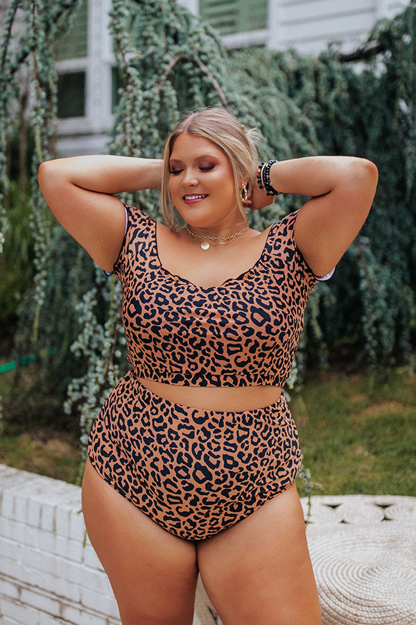 Secret Beach High Waist Reversible Bikini Bottom in Leopard Print Curves