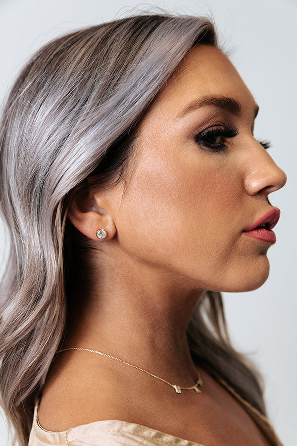 VIP Event Cubic Zirconia Stud Earrings In Gold