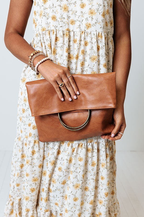 Chic Efforts Faux Leather Clutch In Camel