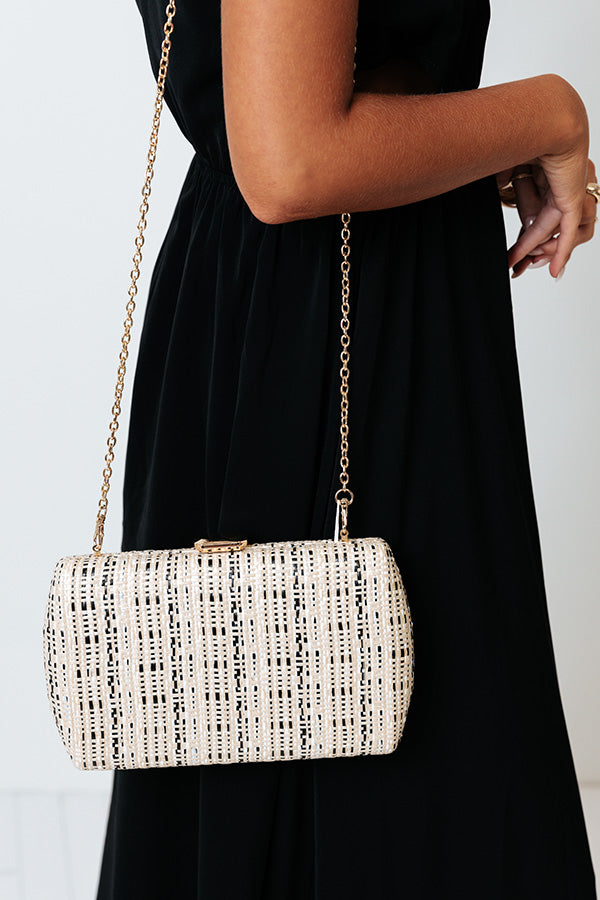 Sweet Sound Woven Clutch In Black