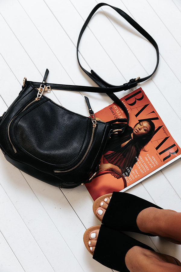 Adventure In The Air Faux Leather Crossbody In Black