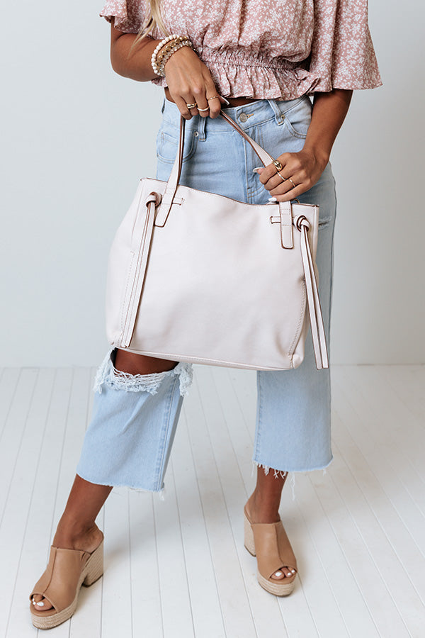 Mark My Words Faux Leather Tote In Stone