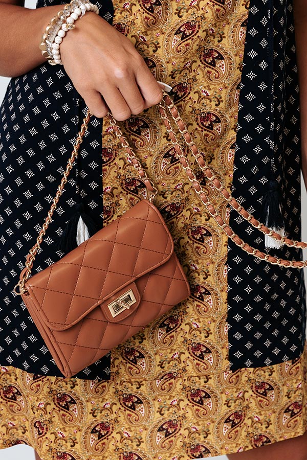 Down To The Wire Quilted Clutch In Camel