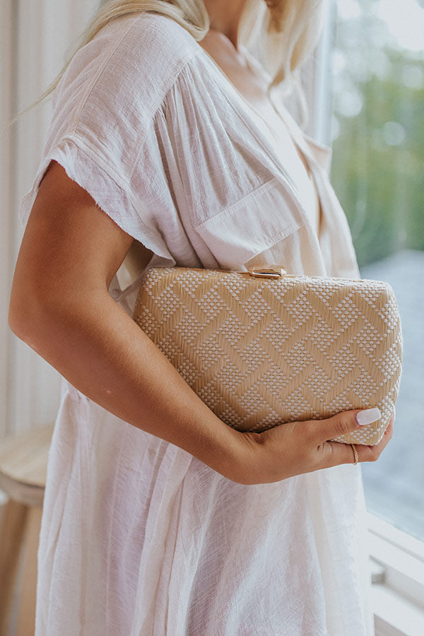 Sweet Sound Woven Clutch In Natural