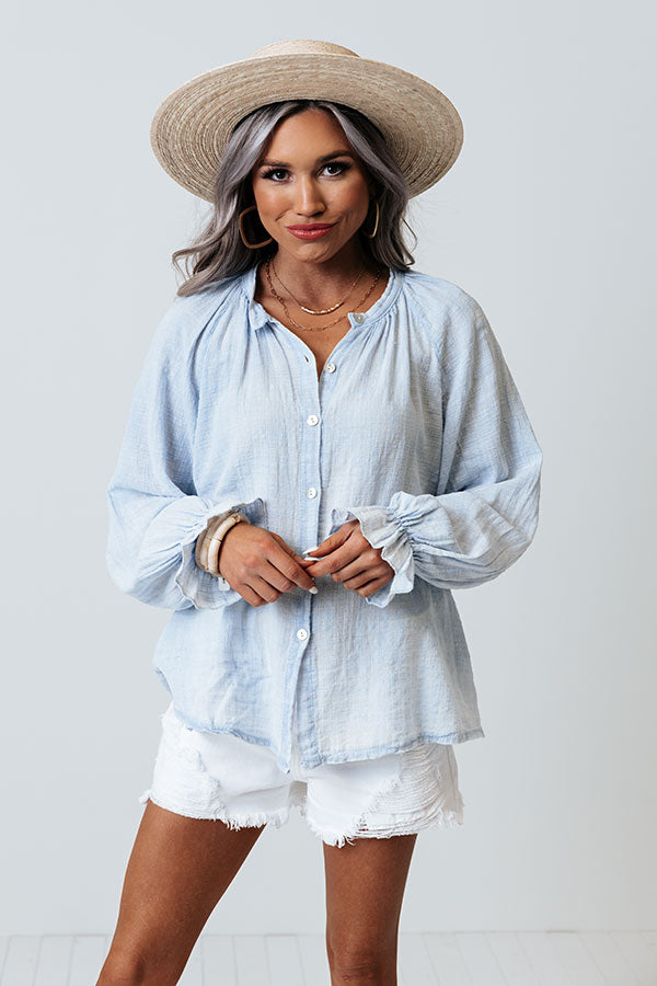 Chic Efforts Shift Top In Sky Blue