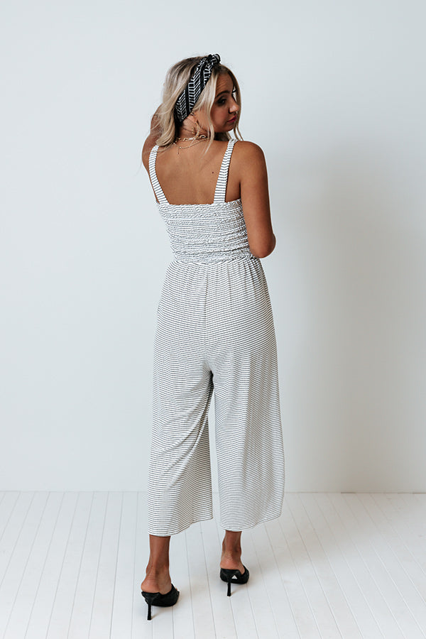 Out Of Line Smocked Jumpsuit In White