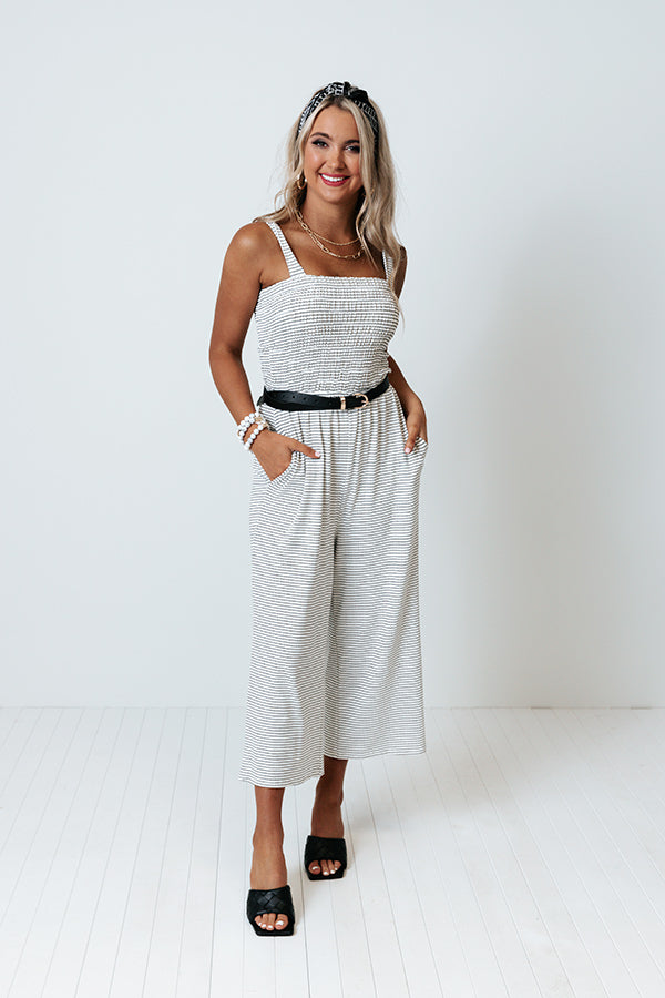 Out Of Line Smocked Jumpsuit In White