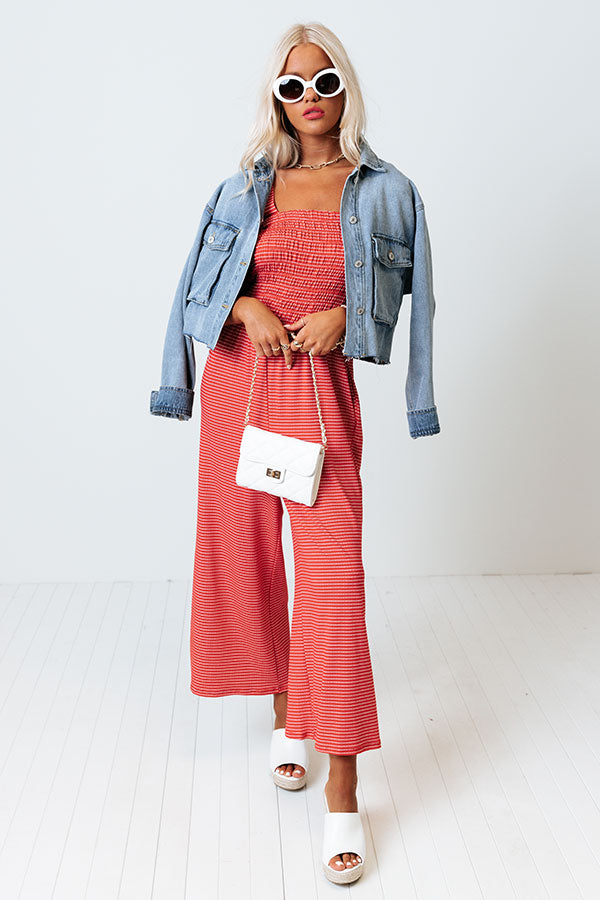 Out Of Line Smocked Jumpsuit In Red