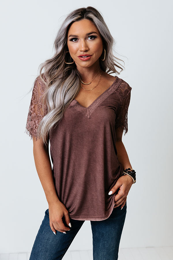 Paris Luxe Lace Top In Plum