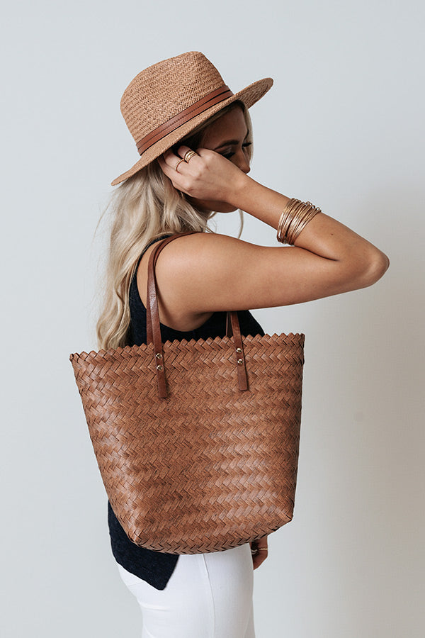 Mystical Charm Woven Tote In Brown