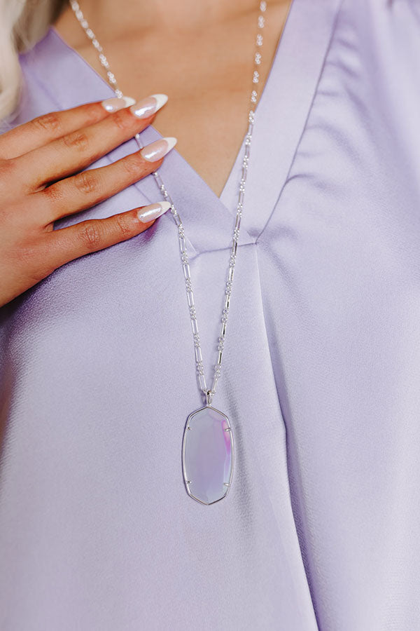 Kendra Scott Faceted Reid Long Pendant Necklace in Matte Iridescent Lilac Glass