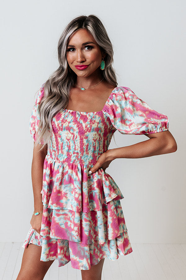 Divine Destiny Tiered Romper In Pink