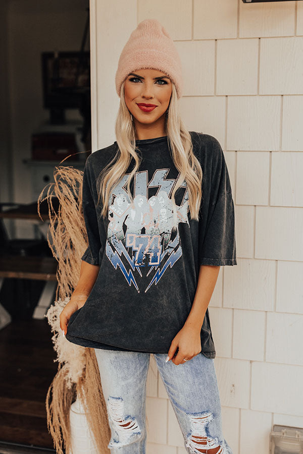 Kiss 74 Distressed Vintage-Wash Graphic Tee Image - 1
