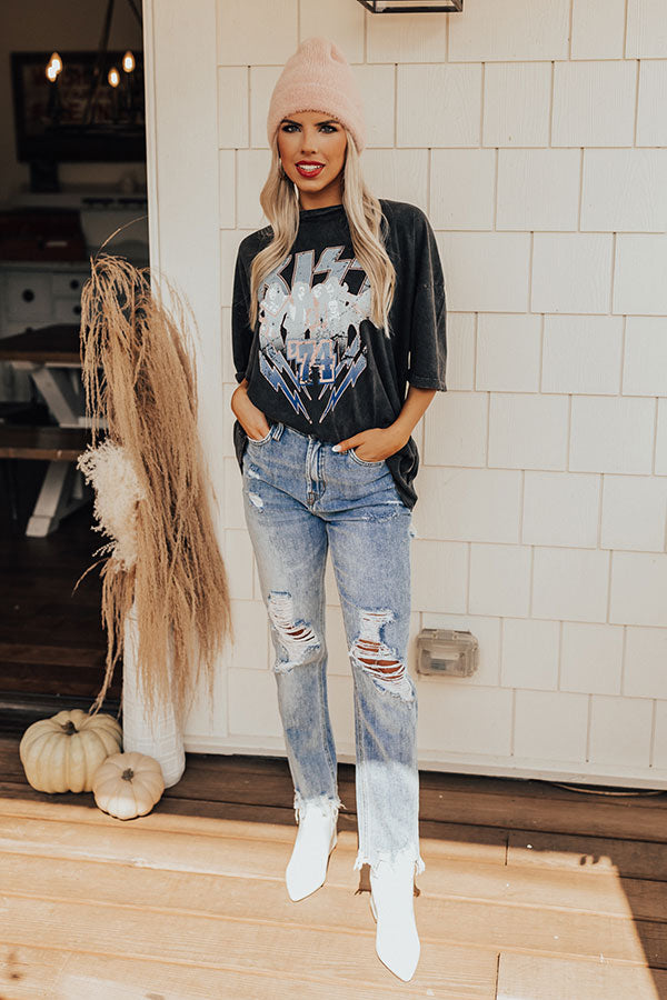 Kiss 74 Distressed Vintage-Wash Graphic Tee Image - 1