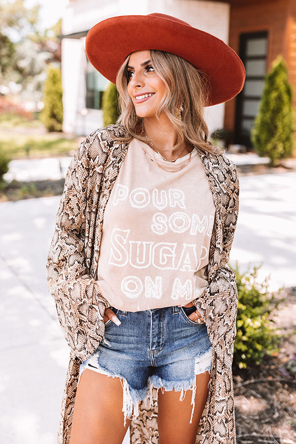 Def Leppard Pour Some Sugar Distressed Tee in Tan