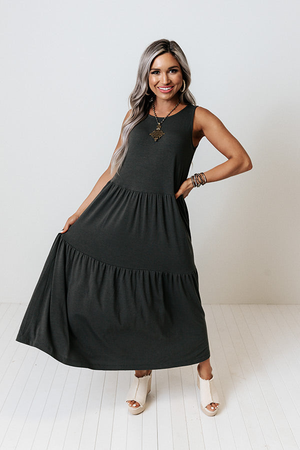 Mindfulness Midi Dress In Charcoal • Impressions Online Boutique