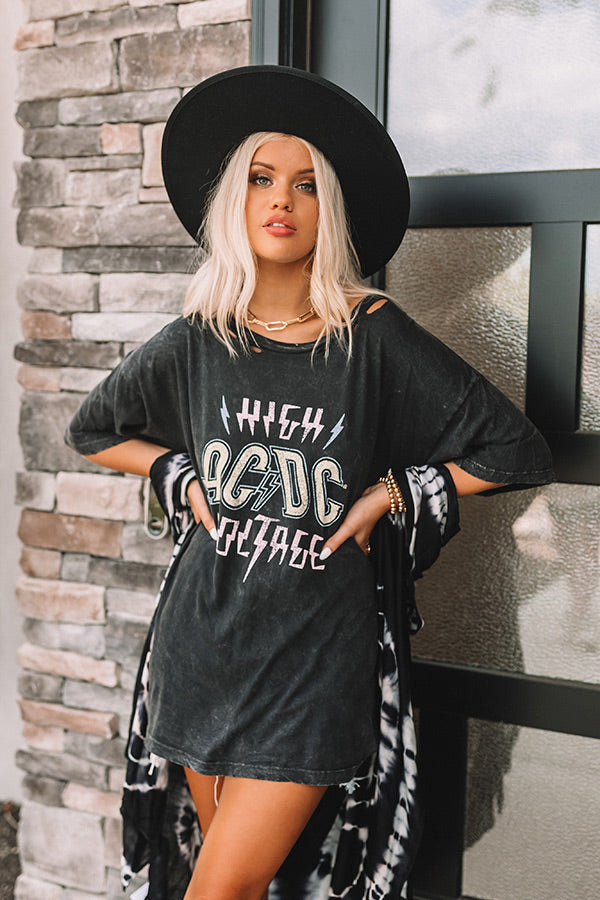 AC/DC High Voltage Distressed Graphic Tee Image - 1