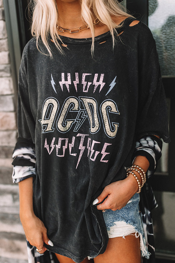AC/DC High Voltage Distressed Graphic Tee Image - 1