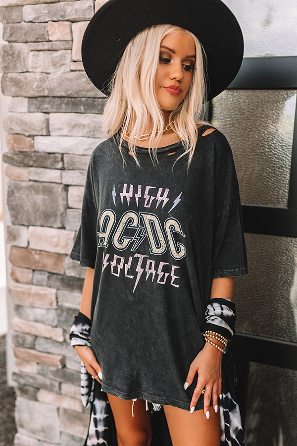 AC/DC High Voltage Distressed Graphic Tee Image - 1