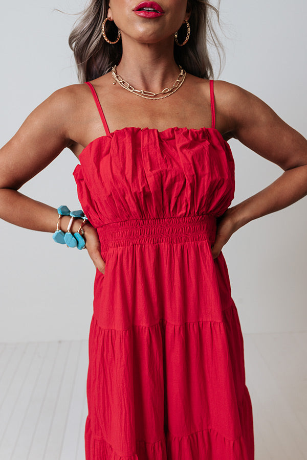 red summer sunrise midi dress Red Tailored Utility Detailed Strappy Midi Dress
