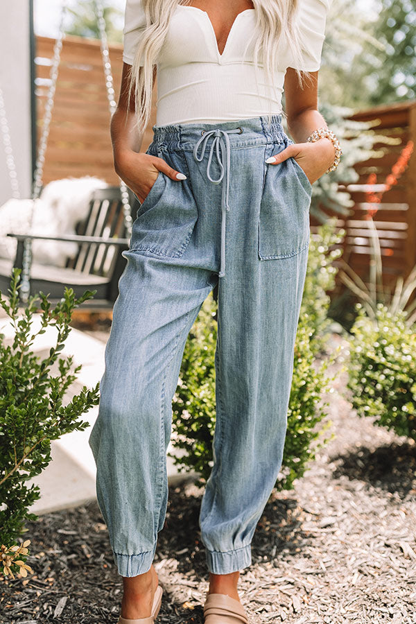 Cool For The Summer Joggers - Chambray - Eleven Oaks Boutique