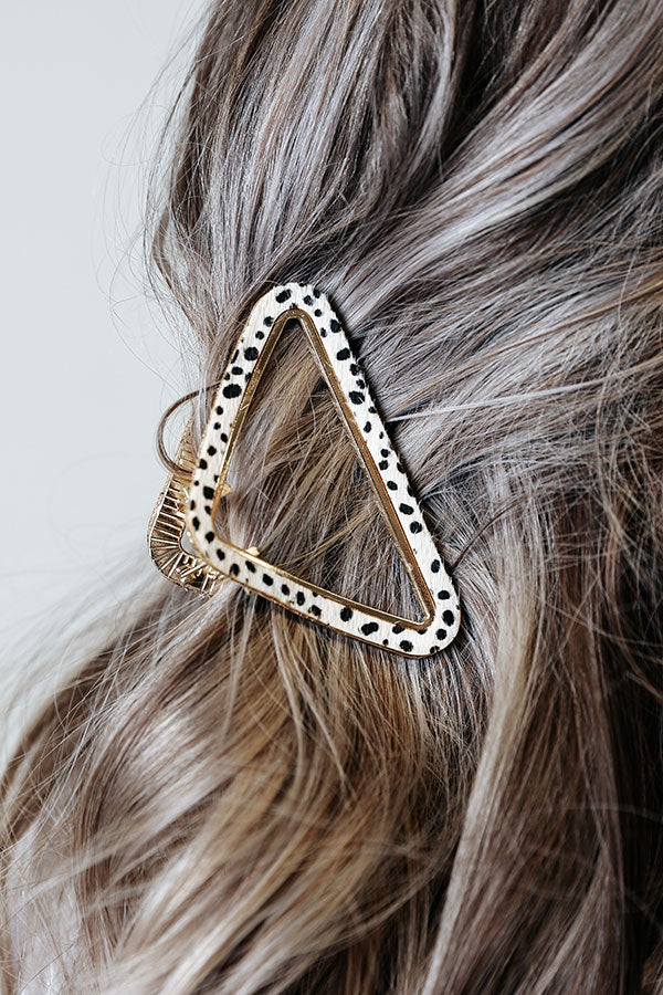 Drop The Mic Hair Claw In White Cheetah