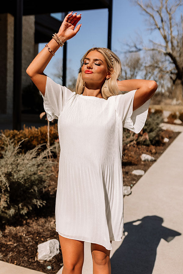 white pleated shift dress Women's White Broderie Strappy Pleated Shift Dress