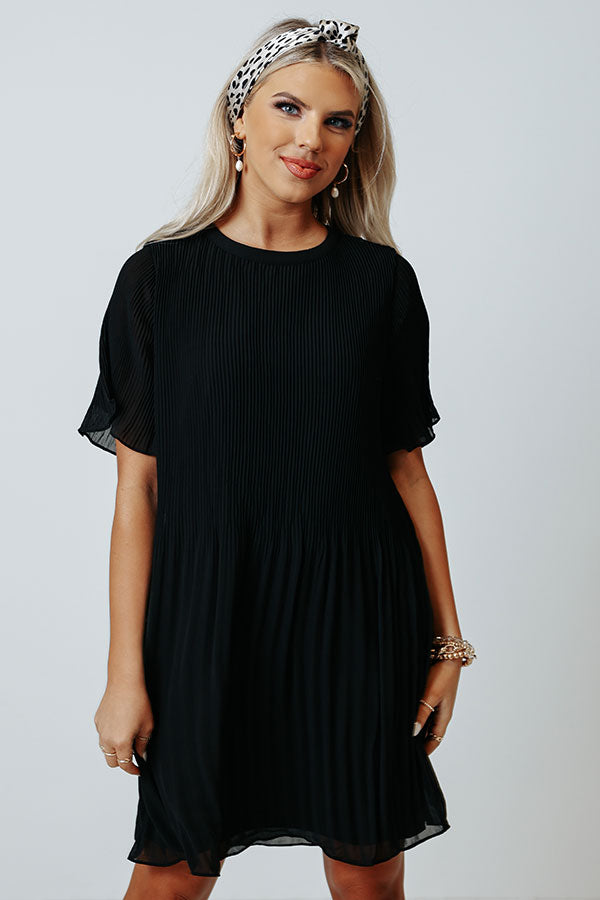 black pleated shift dress Pleated Shift Dress Rayon Twill