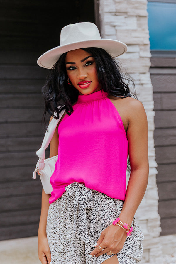 Good For You Satin Shift Top In Fuchsia