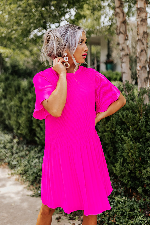 pleated hot pink dress Hot Pink Pleats Dress