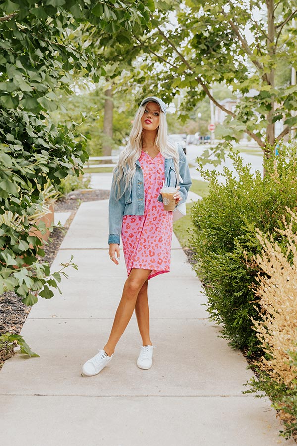 pink dress with leopard shoes Penny Lane Leopard Print Mini Dress