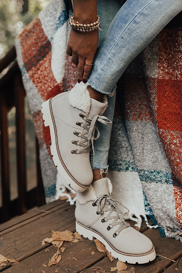 The Chase Faux Suede Boot In Grey