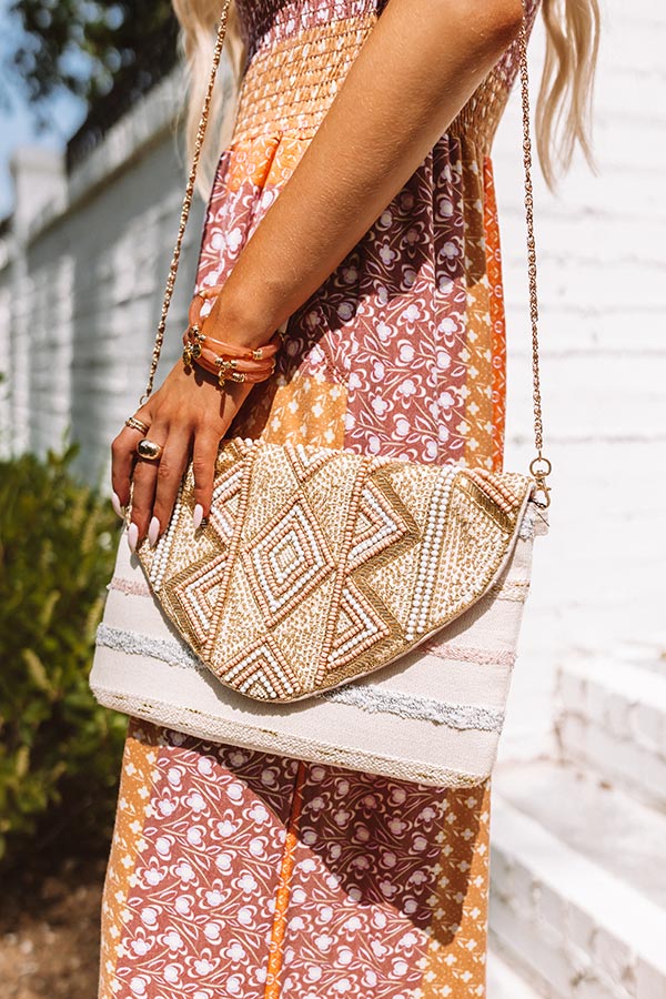 Rose And Gold Embellished Envelope Clutch