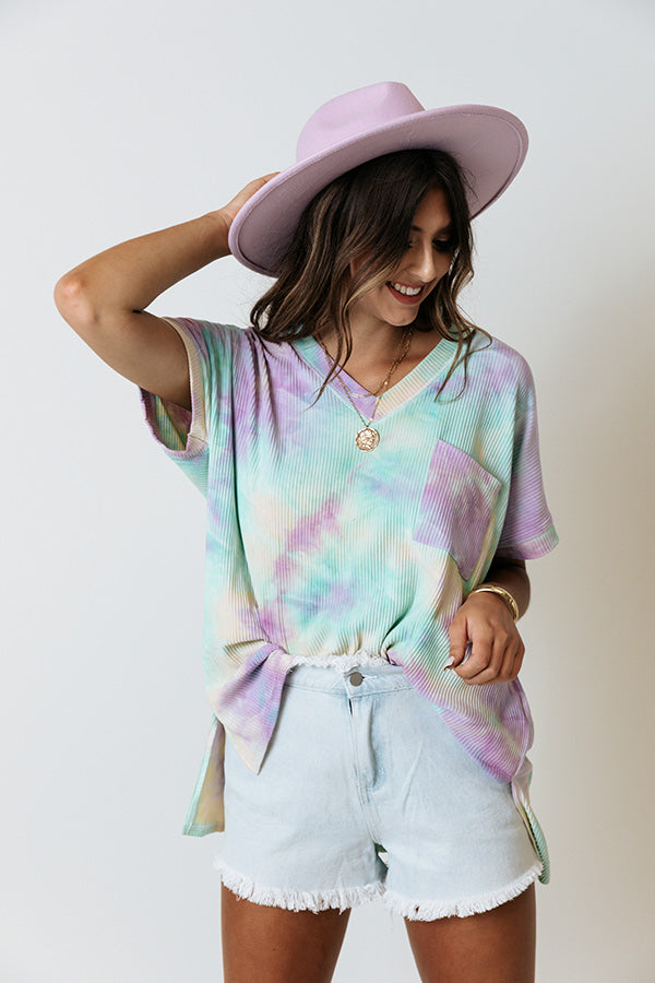 Weekend Hang Out Tie Dye Shift Tee In Lavender   