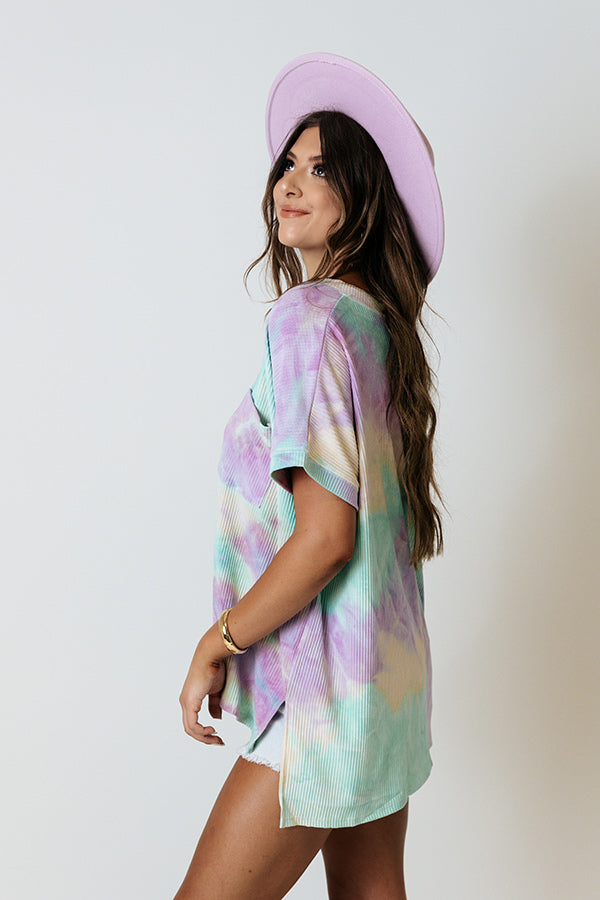 Weekend Hang Out Tie Dye Shift Tee In Lavender