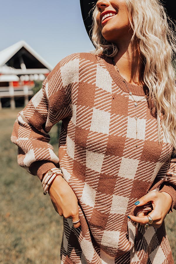plaid knit dress Knit Plaid Sweater Dress
