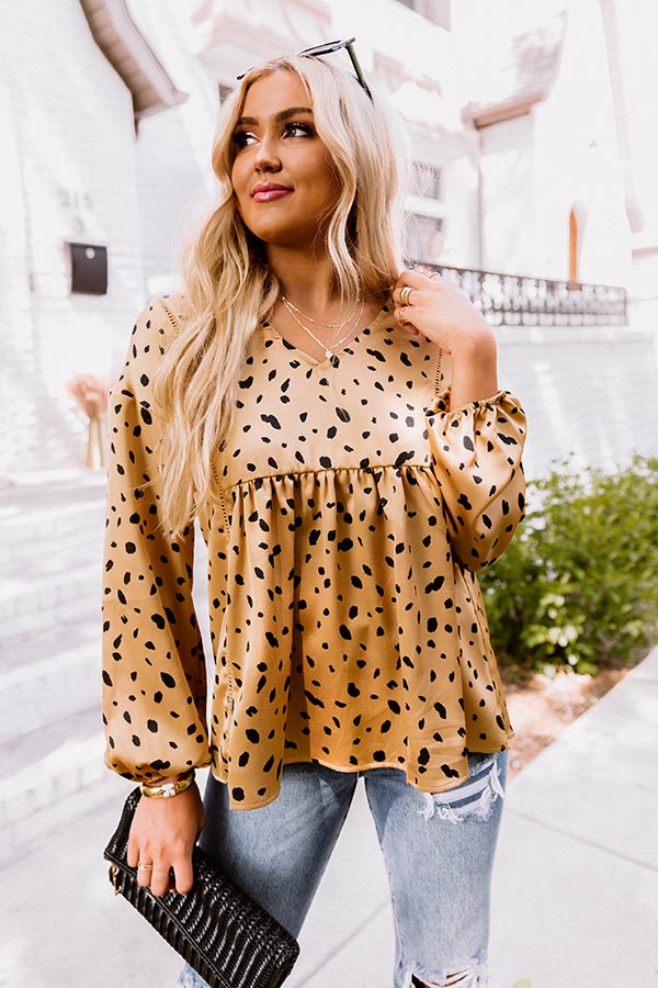 Merlot Sips Satin Babydoll Top In Khaki