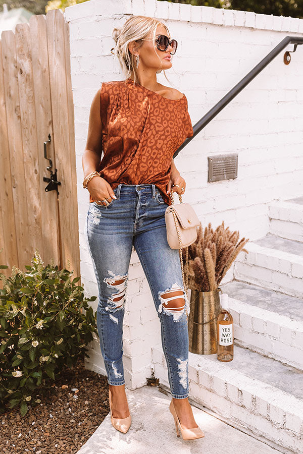Autumn Destiny Satin Shift Top In Cinnamon