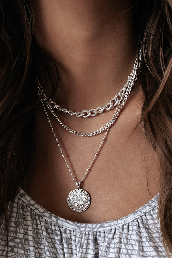 Midnight Train Layered Necklace In Silver