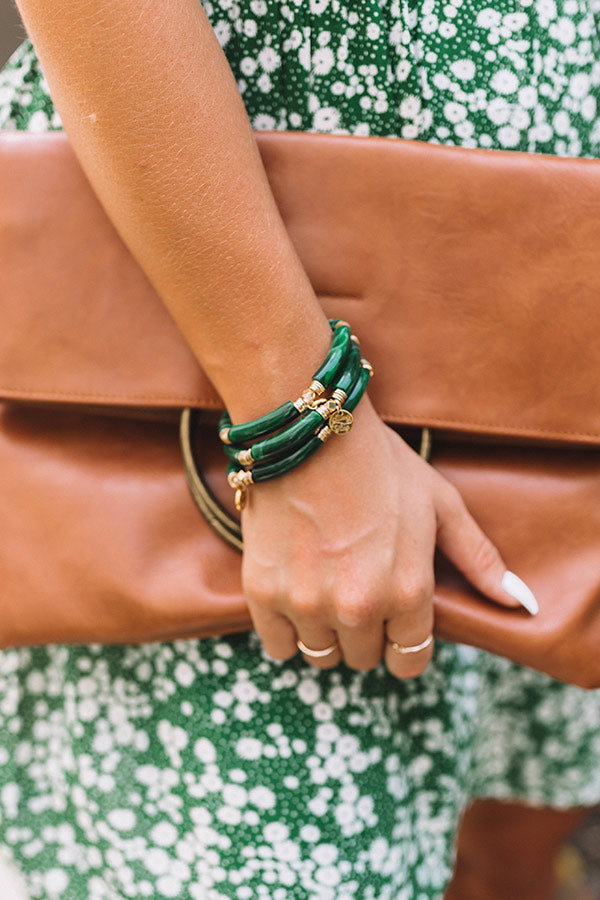 With Me Forever Marble Bracelet In Hunter Green