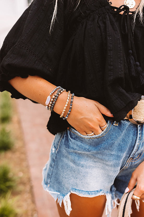 Bubbly Bliss Bracelet Set In Black