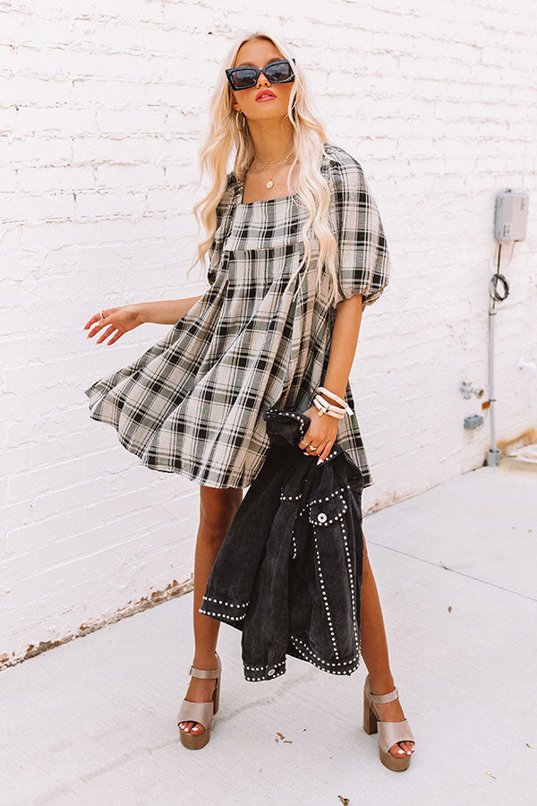 Ready For Denver Plaid Babydoll Dress