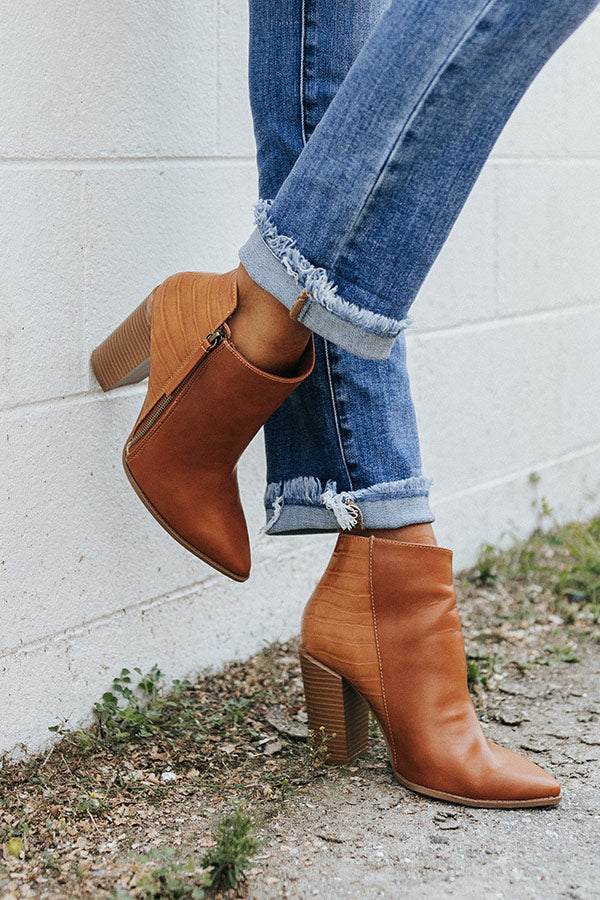 The Lukas Faux Leather Bootie In Camel