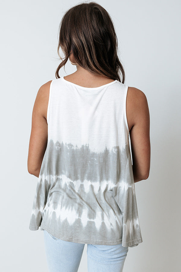 Valley Accent Tie Dye Top In Grey