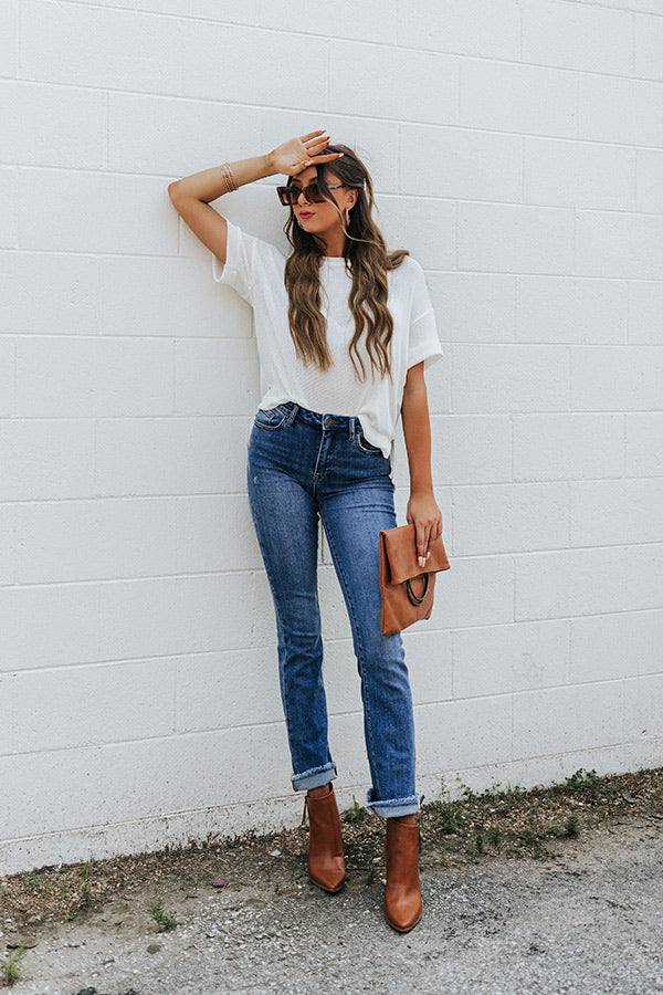 Sunset Hours Knit Shift Tee In White