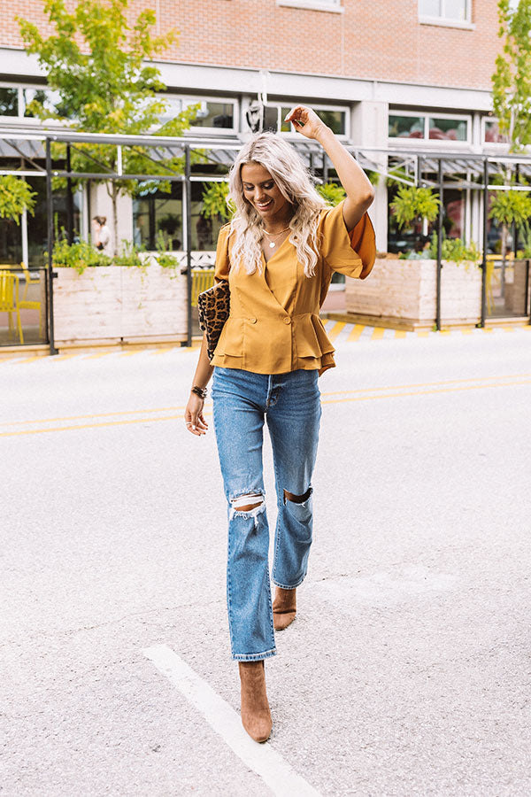 The Vinny High Waist Destroyed Wide Leg Jean In Medium Wash