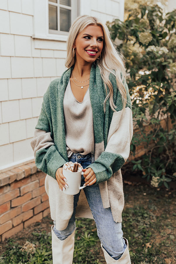 Sundown Chill Cardigan In Hunter Green