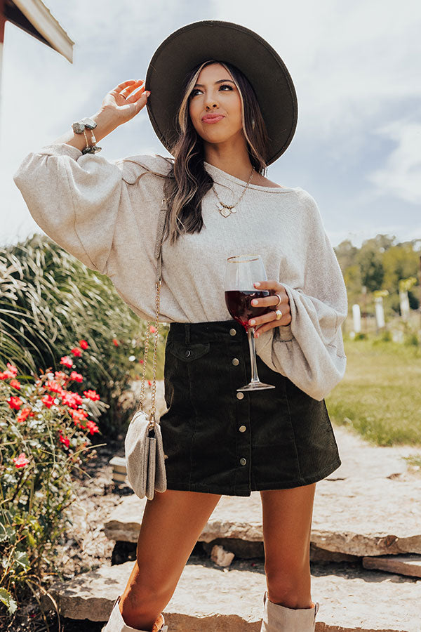 Cue The Cuddles Shift Sweater In Warm Taupe