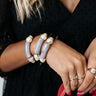 Lelani Resin Color-Block And Glass Pearl Stretch Bracelet in Grey/Black Image - 1